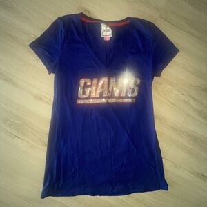 Victoria's Secret PINK with 5th & Ocean NFL Sequnce GIANTS Football Tee Large